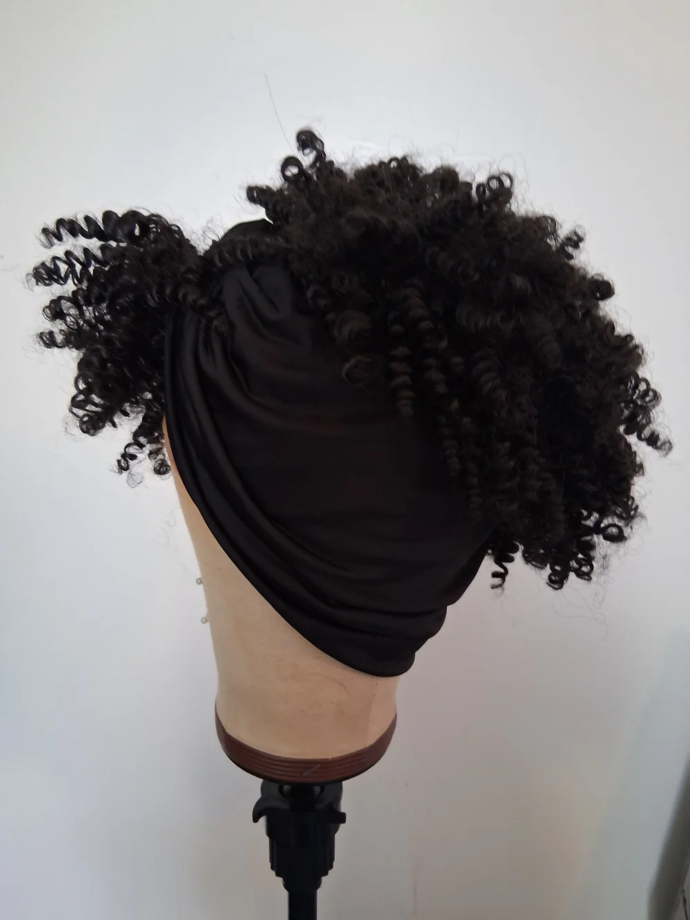 Black Curly Headband Wig with Natural Texture - Women Hair